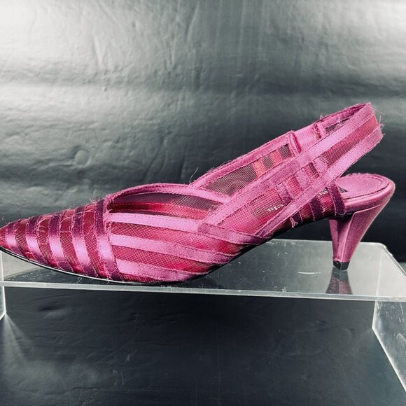 Pedro Garcia Mesh Slingback Low Pumps Women's Sz US 6 / 6.5 EU 37 Purple Magenta - Picture 3 of 13